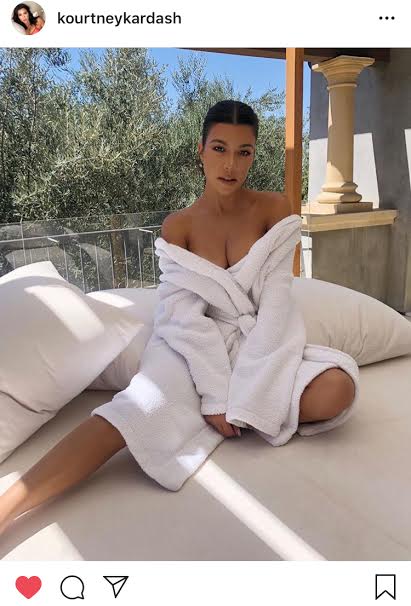 Kourtney Kardashian's White Robe on Instagram