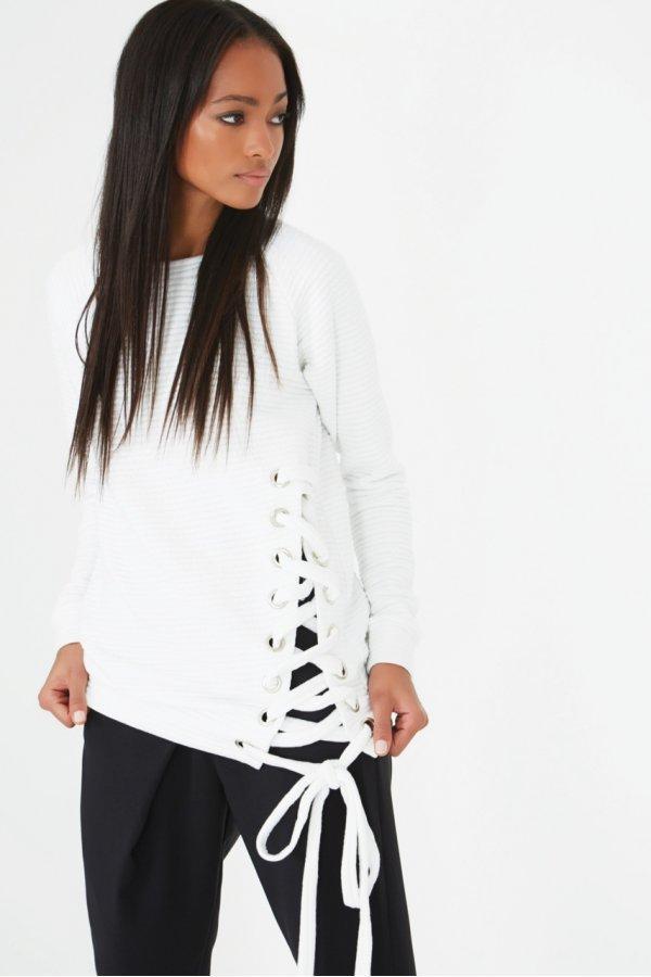LeeAnne Locken's White Lace Up Side Sweater
