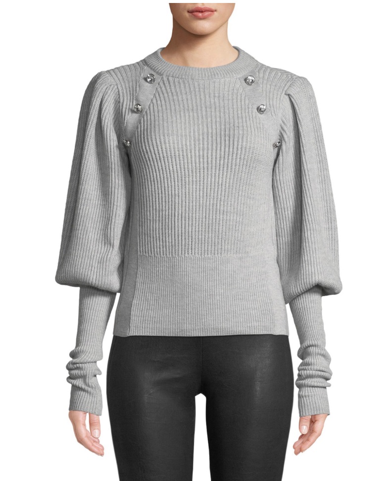 Abby Huntsman's Grey Puff Sleeve Sweater