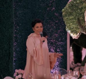 Kris Jenner's Pink Silk Dress at Khloe's Baby Shower