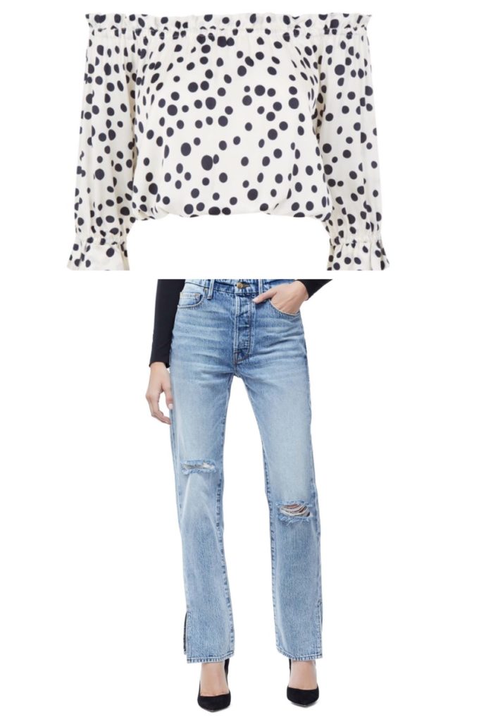 Caroline Stanbury's Off the Shoulder Top And Jeans