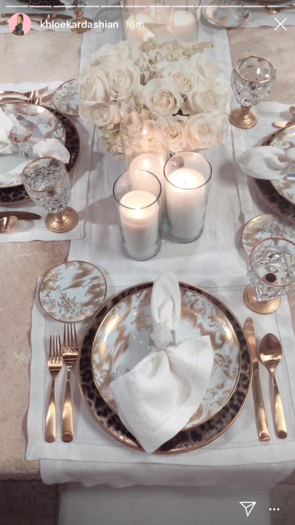 Khloe Kardashian's Gold and Black Leopard China Plate on Instagram Stories