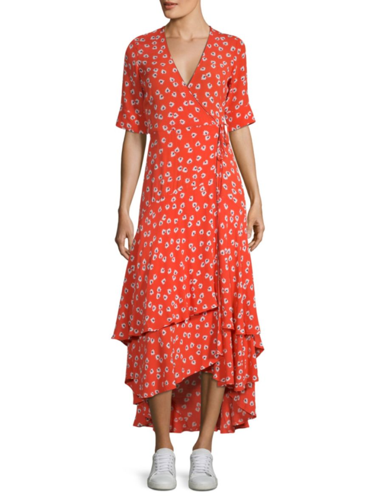 Lisa Rinna’s Red Floral Print Wrap Dress