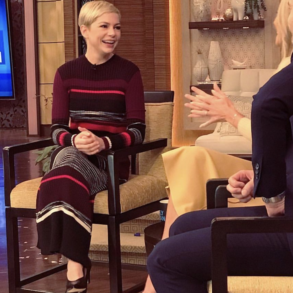 Michelle Williams' Striped Ribbed Dress on Live with Kelly and Ryan