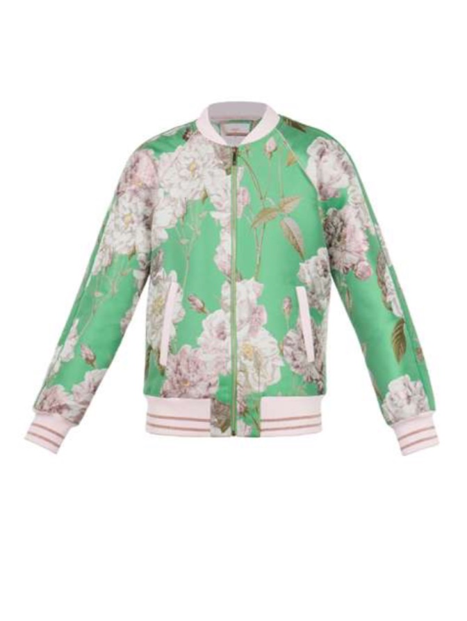 Abby Huntsman's Green Floral Bomber Jacket