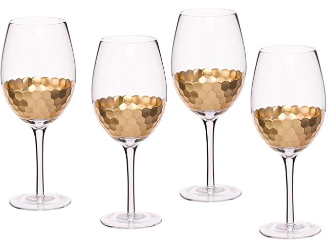 Emily Simpson’s Gold Wine Glasses At Her Cup Reading