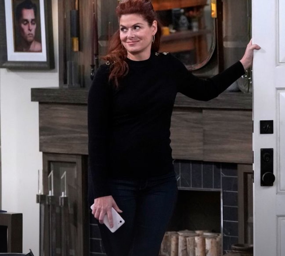 Grace Adler's Black Sweater with Gold Buttons