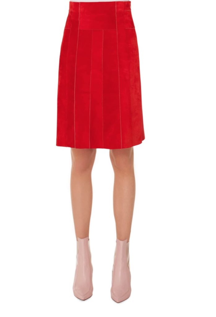 Grace Adler's Red Suede Skirt