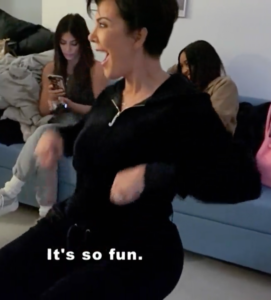 Kris Jenner's Black Velvet Jumpsuit in Khloe's Delivery Room