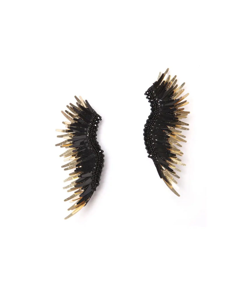 Margaret Josephs' Black And Gold Beaded Wing Earrings