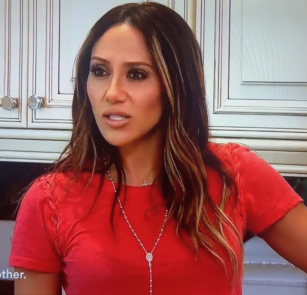 Melissa Gorga's Red Lace Up Sleeve Tee