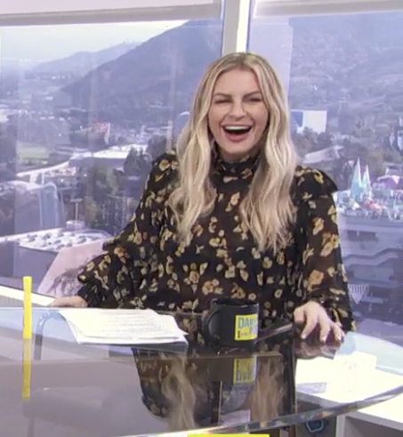 Morgan Stewart's Black and Yellow Floral Top