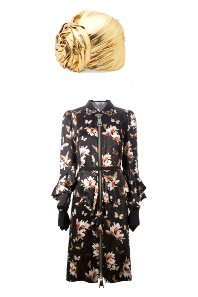 Nene Leaks' Gold Turban and Butterfly Dress
