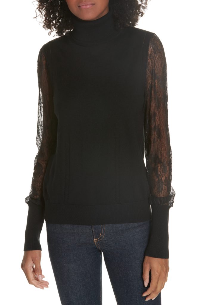 Stassi Schroeder's Black Lace Sleeve Top