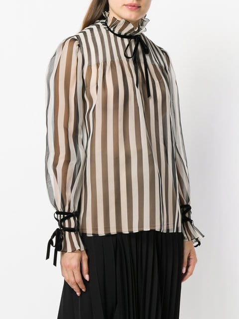 Kris Jenner's Black and White Striped Top
