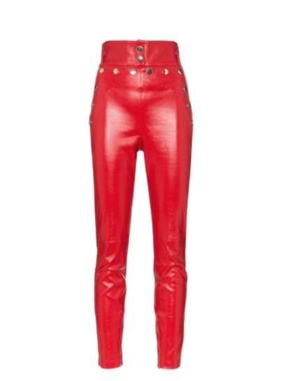 Caroline Stanbury's Red Leather Pants on Instagram