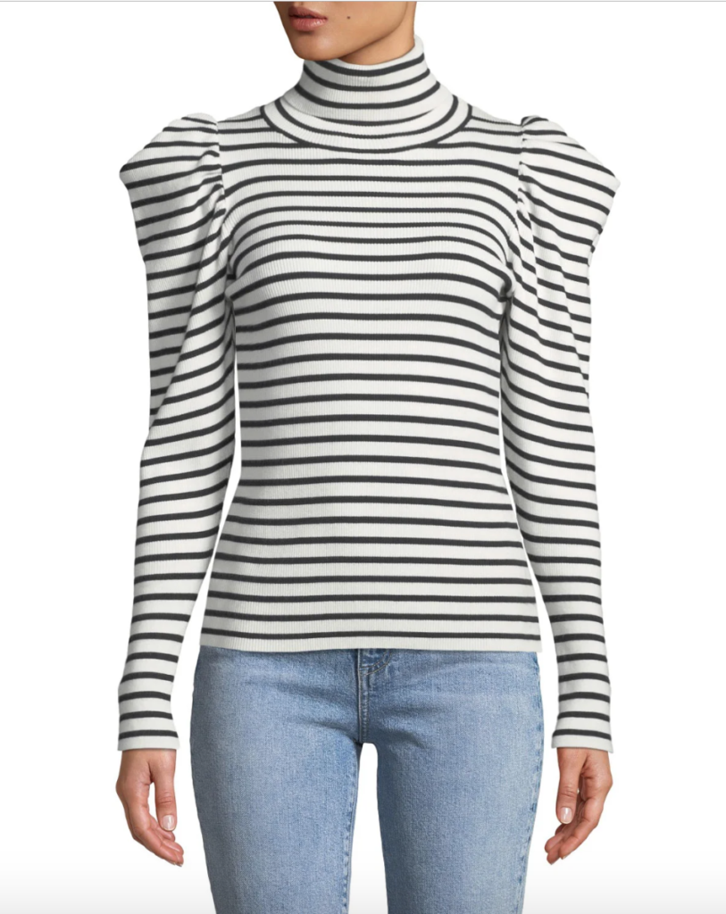 Kelly Dodd’s Striped Puff Sleeve Top