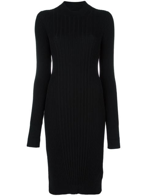 Kris Jenner's Black Ribbed Sweater Dress