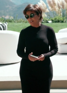 Kris Jenner's Black Ribbed Sweater Dress