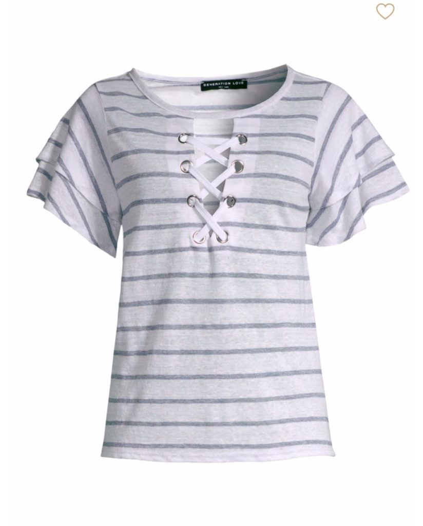 Terra Newell's Striped Lace Up Top