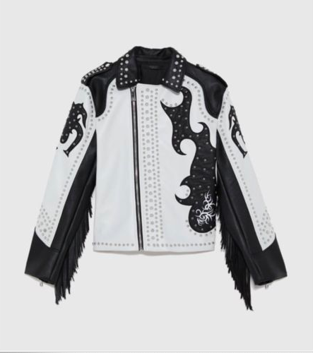 Lala Kent's Black and White Fringe Leather Jacket