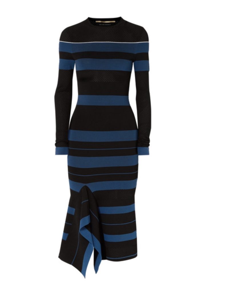 Abby Huntsman's Long Sleeve Asymmetrical Striped Dress