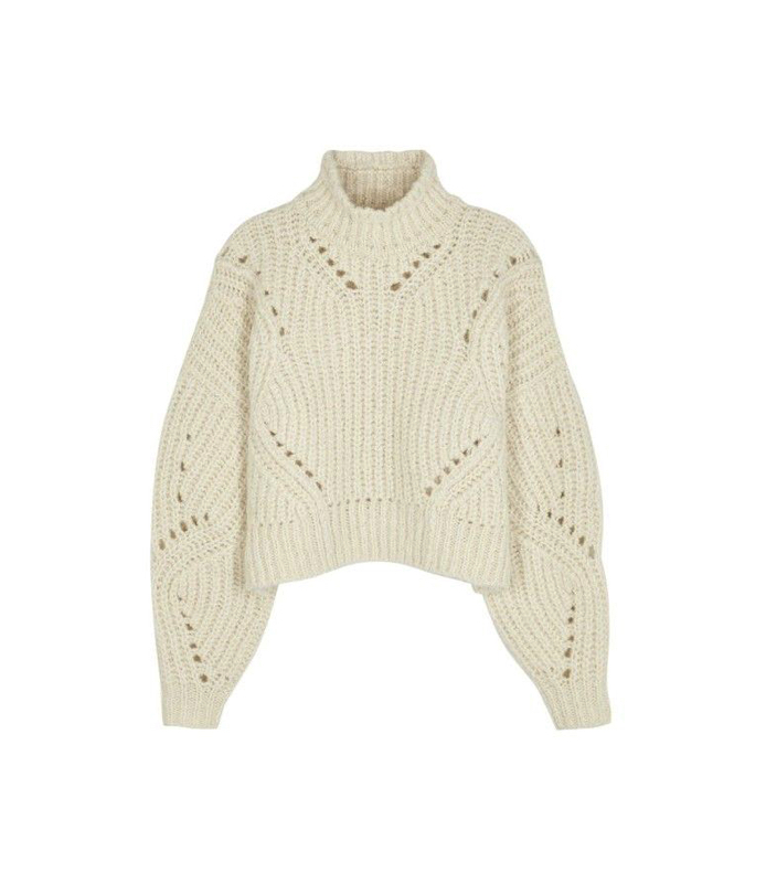 Alexis Rose's Cropped Cream Turtleneck Sweater