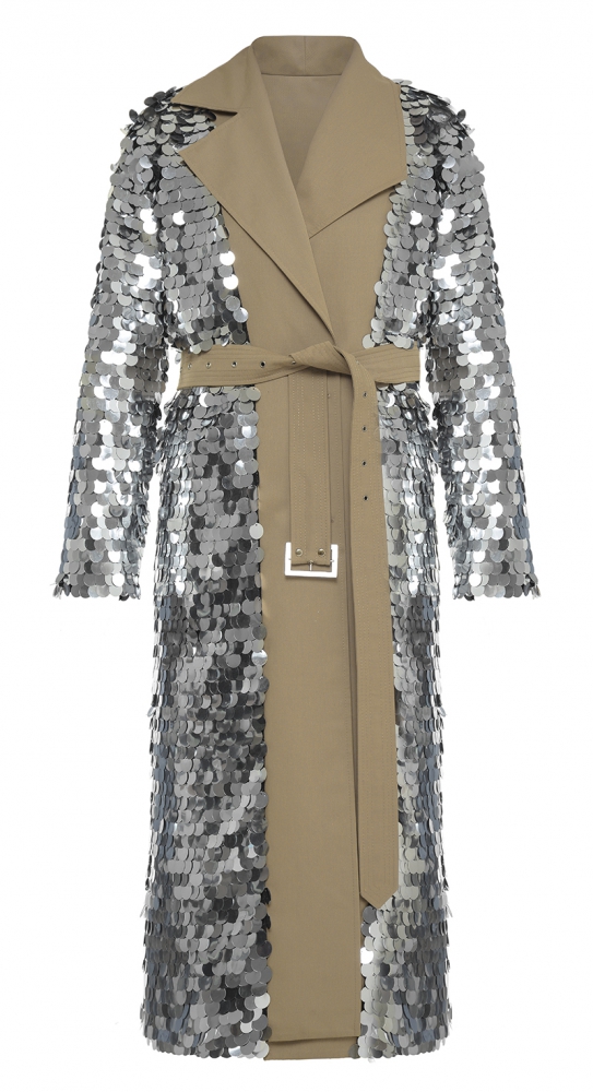 Khloe Kardashians Anouki Sequin Trench Coat