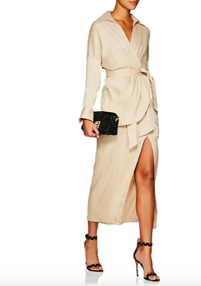 Giuliana Rancic's Beige Silk Maxi Dress