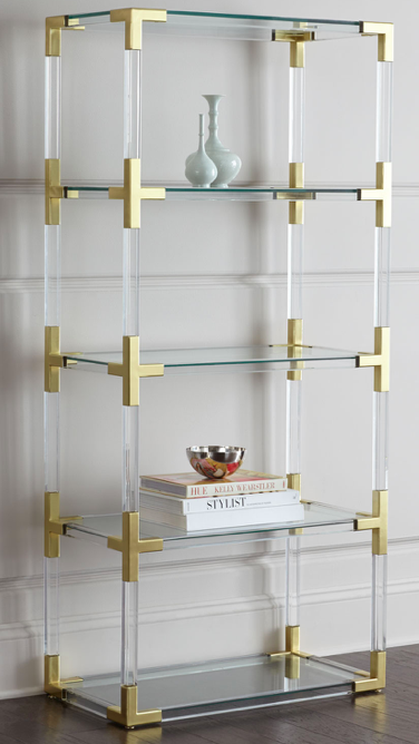 Khloe Kardashian’s Gold and Clear Bookcase on Instagram Stories