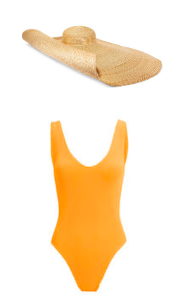 Kristin Cavallari's Orange Swimsuit and Oversized Hat