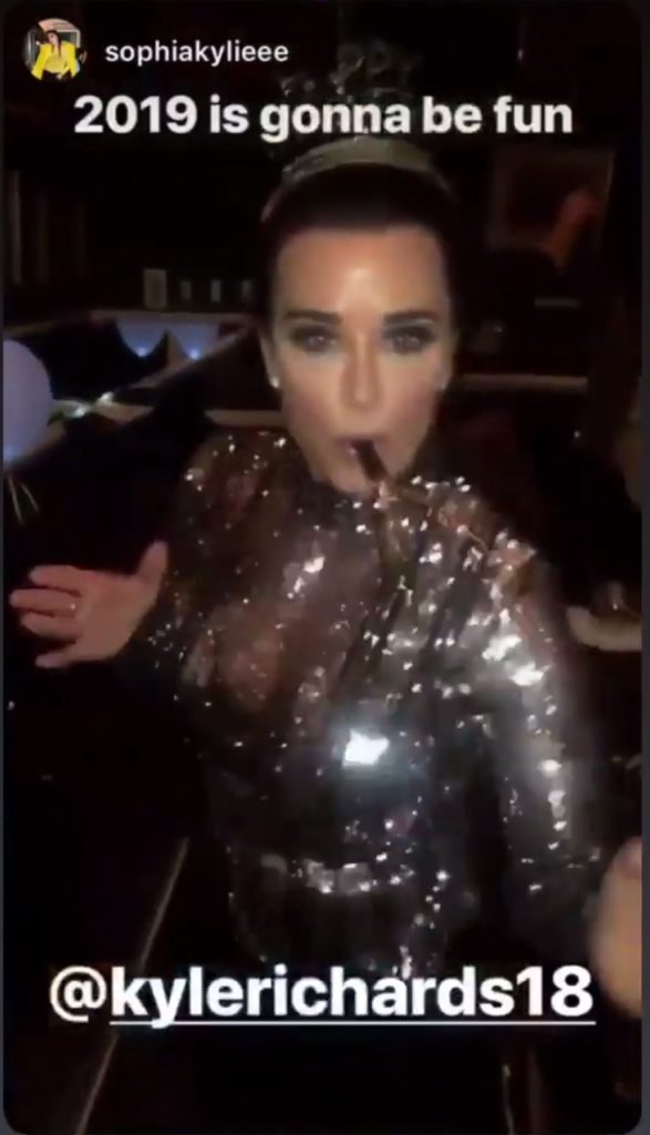 Kyle Richards Silver Metallic New Years Eve Top
