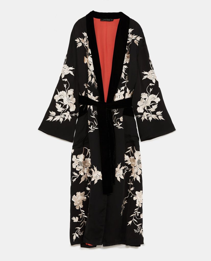 Moira Rose’s Black Floral Kimono Robe