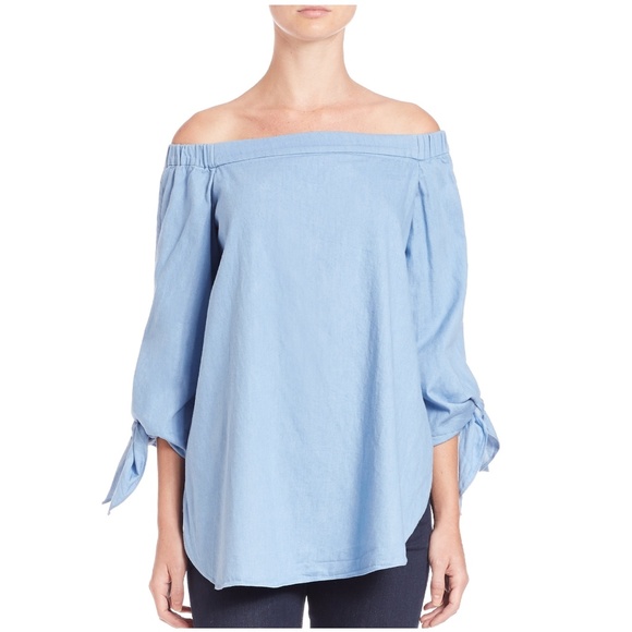 Tracy Tutor's Blue Off the Shoulder Top