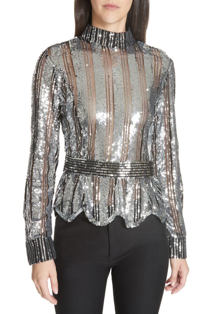 Kyle Richards Silver Metallic New Years Eve Top