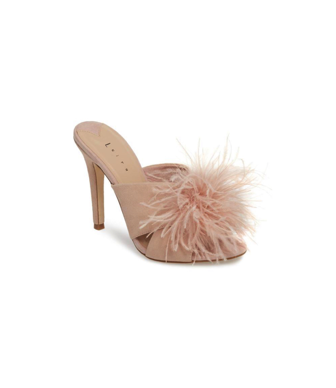 Alexis Rose's Pink Feather Sandals