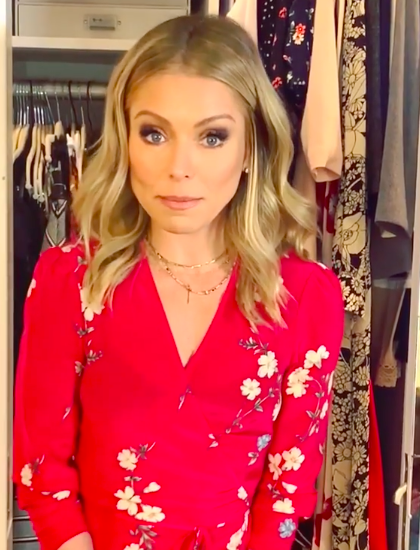 Kelly Ripa's Red and White Floral Print Dress