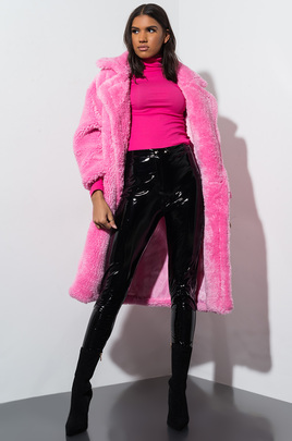 Khloe Kardashians Pink Teddy Coat
