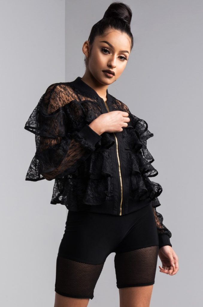 Porsha Williams' Black Lace Ruffle Jacket