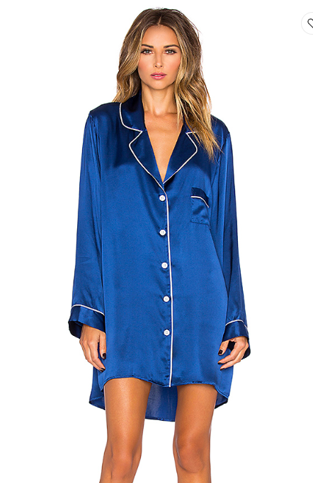 Stassi Schroeder's Blue Silk Pajama Shirt