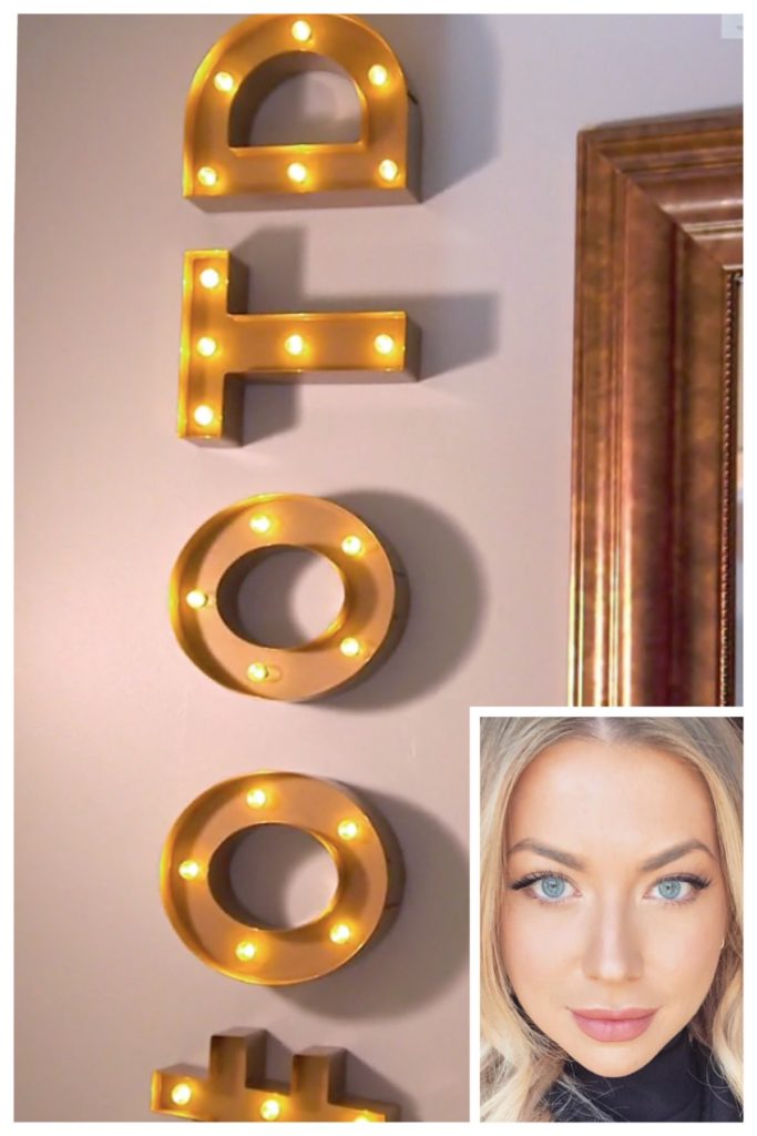 Stassi Schroeder’s #OOTD Light-up Letters Above Her Mirror