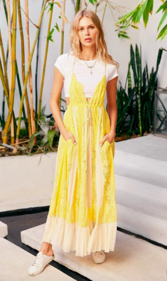 Teddi Mellencamp's Yellow Lace Maxi Dress