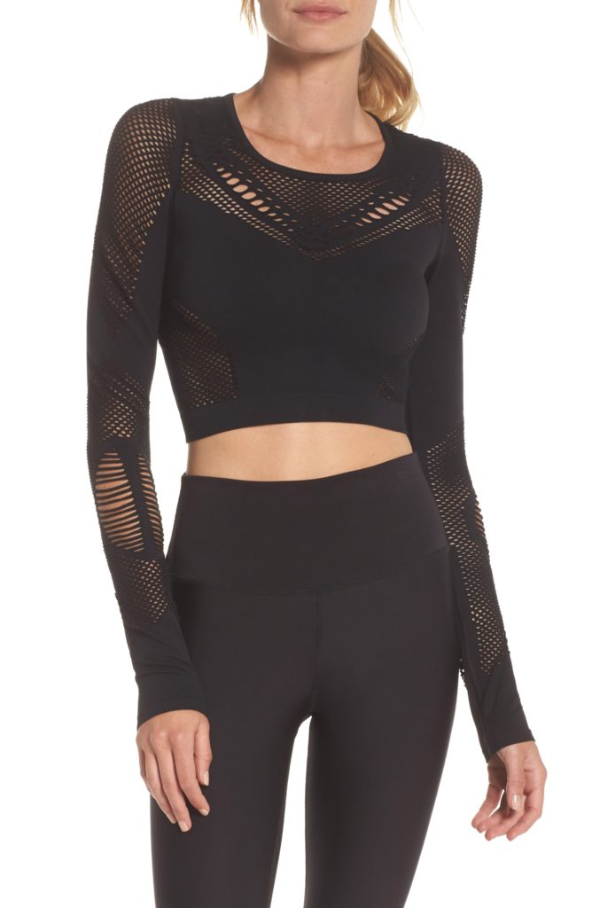 Tracy Tutor's Black Mesh Workout Top