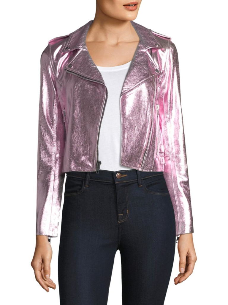 Hannah Brown’s Pink Metallic Leather Jacket