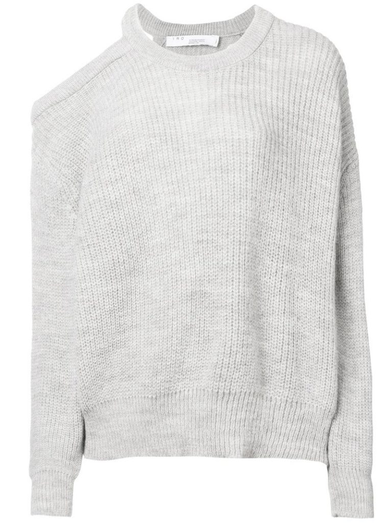 Kristin Cavallari's Grey Asymmetrical Cold Shoulder Sweater