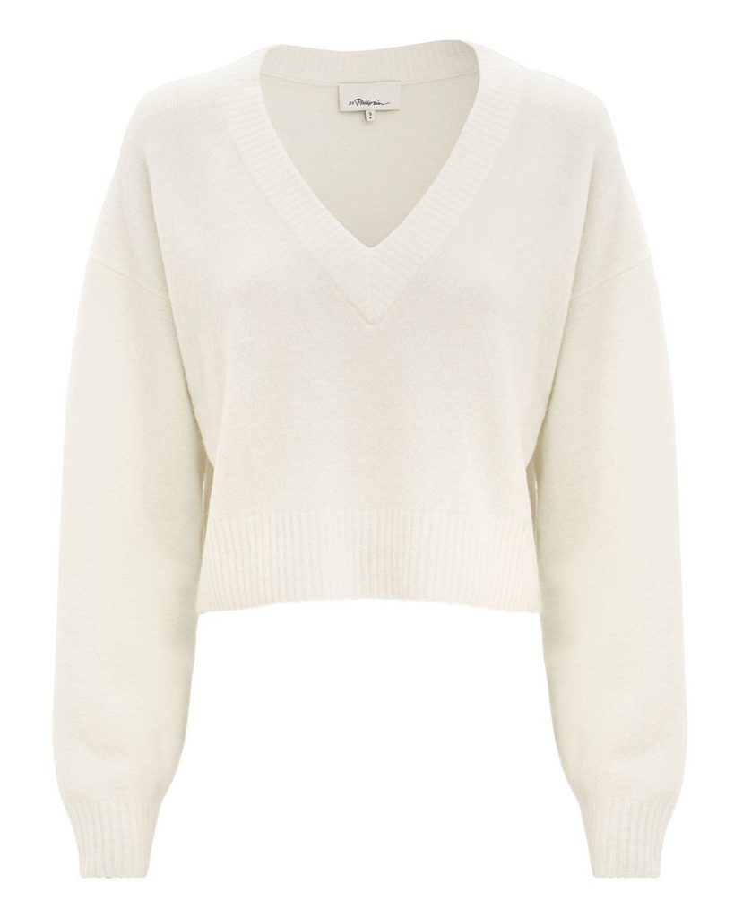 Kristin Cavallari's White Cropped V Neck Sweater | Big Blonde Hair