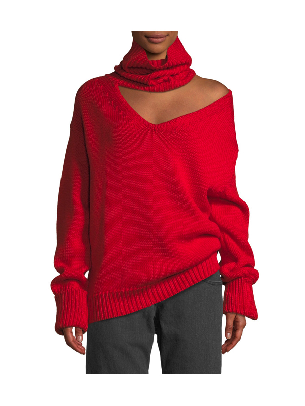 Tracy Tutor’s Red Cutout Sweater