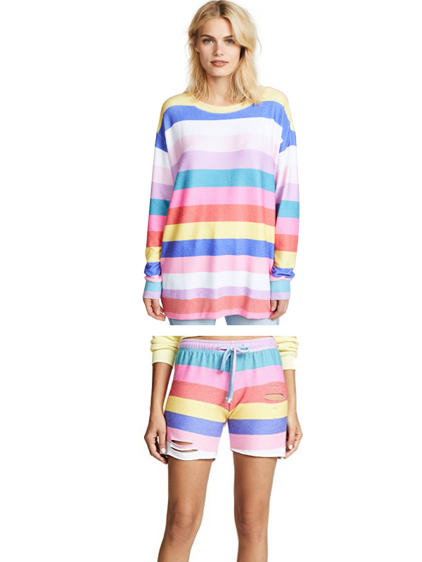 Amanda Batula’s Rainbow Striped Pajamas