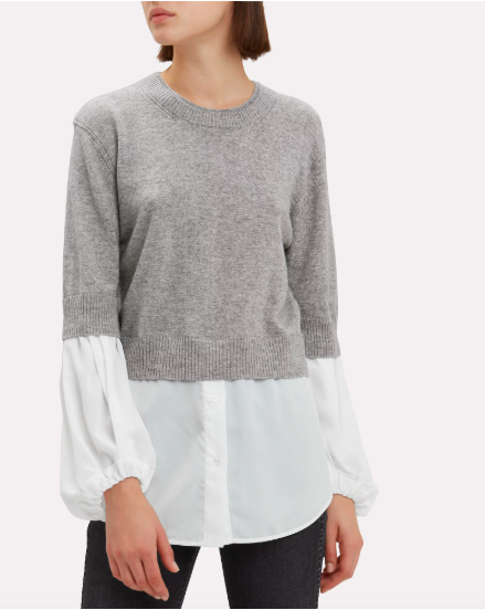 Kristin Cavallaris Grey Layered Sweater