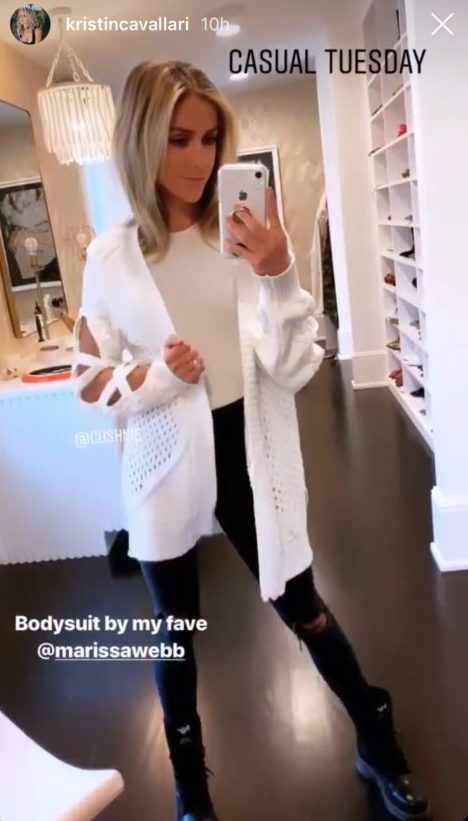 Kristin Cavallari's White Cutout Sleeve Cardigan